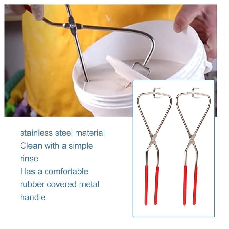 2pcs Dipping Tongs Red Handle Stainless Steel Easy Cleaning Stable