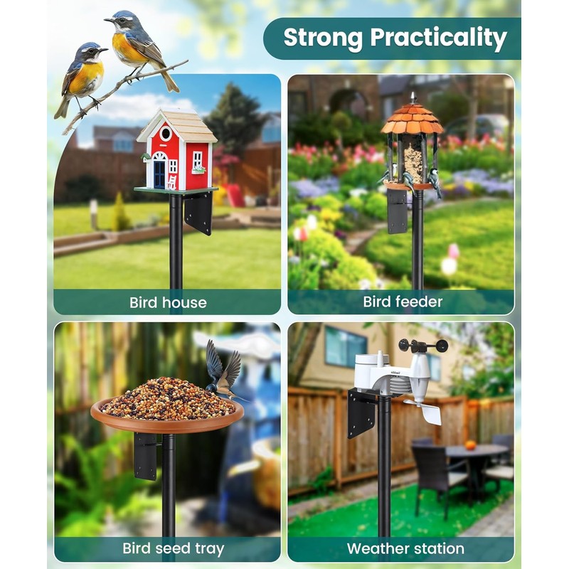 75" Heavy Duty Bird Feeder Pole, 1" Metal Adjustable Outdoor