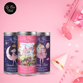 Little Princesses Kids Tea Set by La Tea Dah | Decaf Tea Sampler for Children | Gourmet Tea Gift Sets for Birthday & Tea Parties | Tea Assortment Gift Box (36 Caffeine Free Tea Sachets)