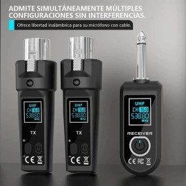 Tecmiyo 3pzs System De Micrófono Inalámbrico, Xlr Transmisor Y Xlr Receptor Inalámbrico System Para Micrófonos Dinámicos, Mezclador, Sistema Pa, Altavoces
