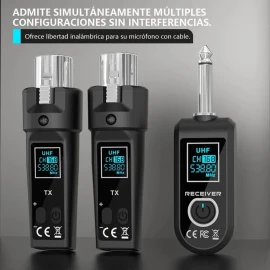 Tecmiyo 3pzs System De Micrófono Inalámbrico, Xlr Transmisor Y Xlr Receptor Inalámbrico System Para Micrófonos Dinámicos, Mezclador, Sistema Pa, Altavoces