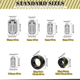Mardatt 32Pcs 7 Sizes Clip-on Ferrite Ring Core RFI EMI Noise Suppressor Cable Clip for 3.5mm/ 5mm/ 7mm/ 9mm/ 13mm/ 15mm/ 42 * 24 * 16mm Diameter Cable, Grey