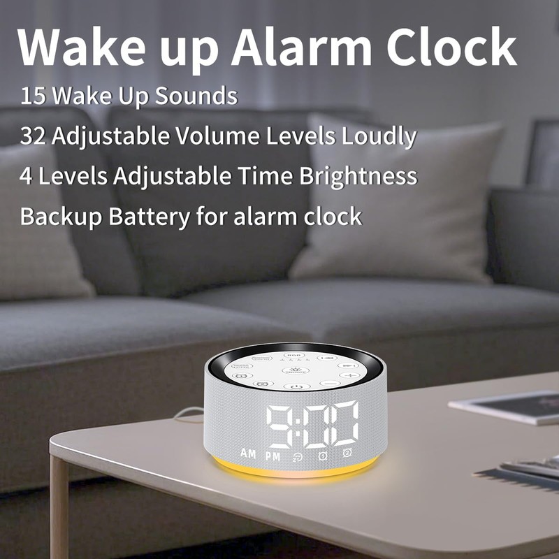 【3 in 1】 Double Alarm Clock Brown Noise Machine Sound