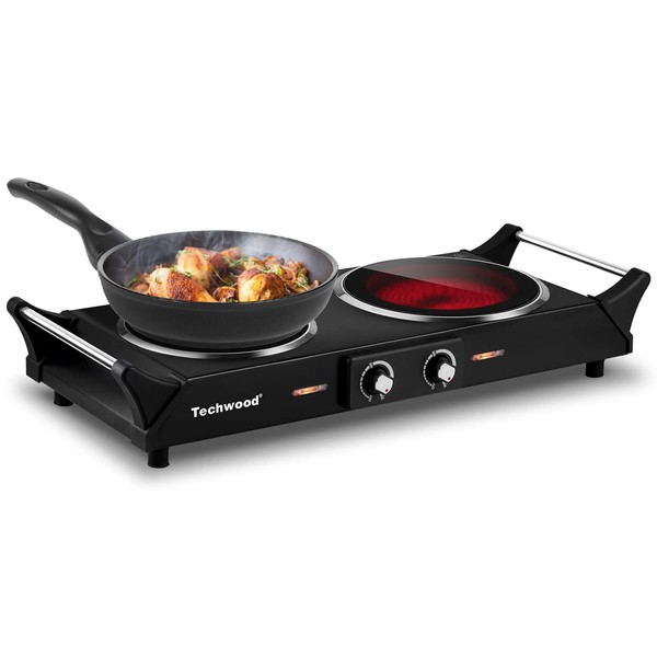 Hot Plate, Techwood 1800W Double Infrared Ceramic Electric Stove for