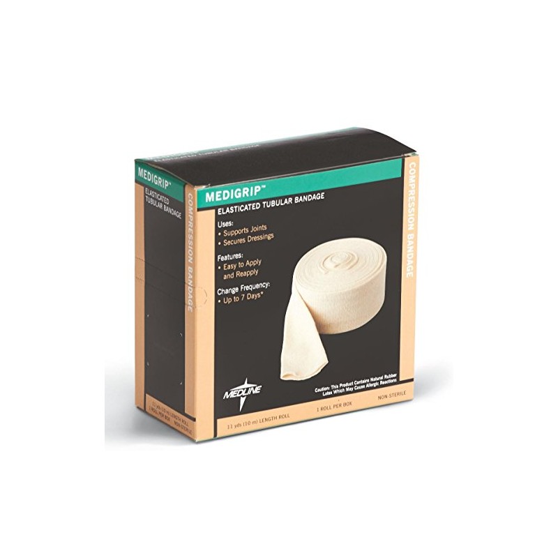 Medline Medigrip Elastic Latex Tubular Support Bandages, 1 Roll, Size