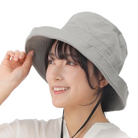 [ベイシア] 帽子 ハット レディース 遮熱 日焼け防止 ヒヤレスト タイプライターエッジアップ グレー 綿100％ M