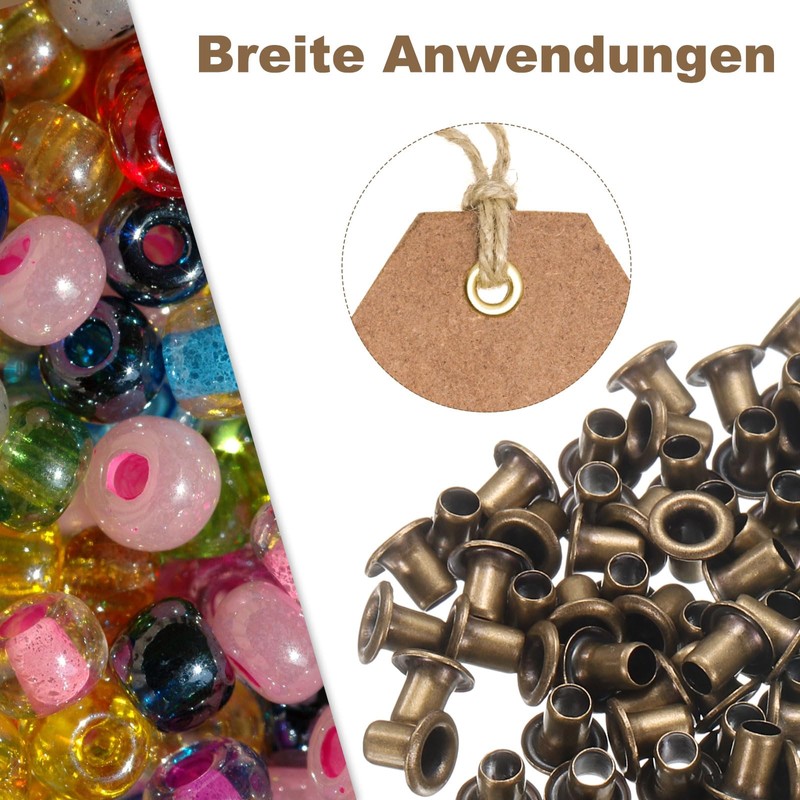 QUARKZMAN Pack of 50 Eyelets 3 mm Inner Diameter Brass