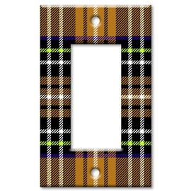 Art Plates - 1 Gang Decora - GFCI Decorative Metal Wall Plate - Orange Flannel Design - (Made in USA)