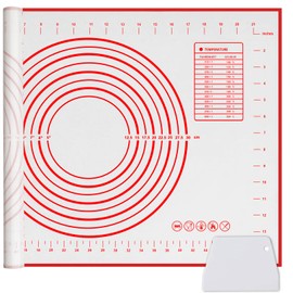 Qidoe Silicone Baking Mat, 16" x 24", Extra Thick Non-Stick, Food-Grade, Non-Slip, Red