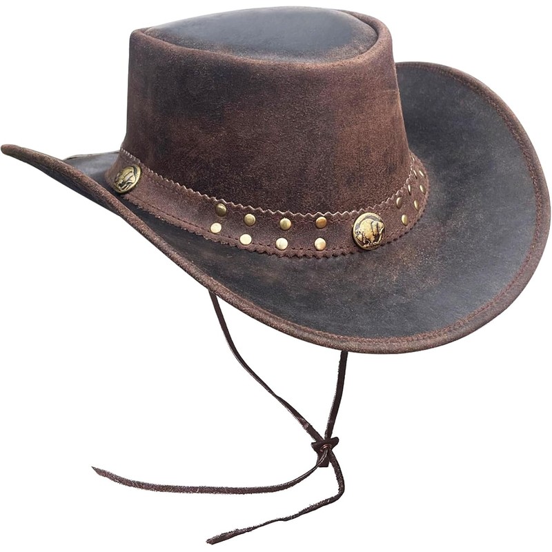 BRANDSLOCK Leather Cowboy Hat for Men Women Shapeable Wide Brim