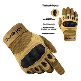 Islero Leather ALL Weather Windproof Waterproof Motorbike Motorcycle Gloves Carbon Fiber Knuckle Racing Riding Hipora Smart Phone Capacitive Touch Compatible (Brown, Small)