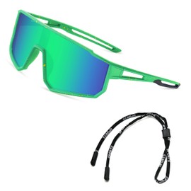 Kursan Kids Polarized Baseball Sunglasses for Boys Girls Youth Sports Goggles UV400 Protection Age 8-14(Green Floral/Blue Green Mirrored)