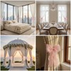 PASDUCHAS 4 Pack French Silky Bow Curtain Tiebacks, Pink Ribbon