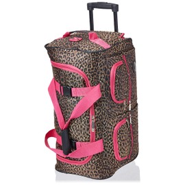 Rockland Rolling Duffel Bag, Pink Leopard, 30-Inch