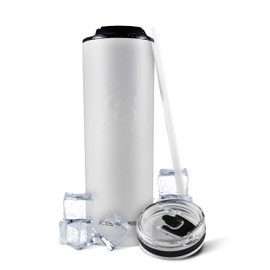 Ice Shaker Insulated Stainless Steel Tumbler | 20 oz, White | 24+ Hours Cold & 6+ Hours Hot | Removable Straw and Drink Spout | Odor-Free Tumbler Cup Water, Coffee, Tea, Smoothies, Cocktails