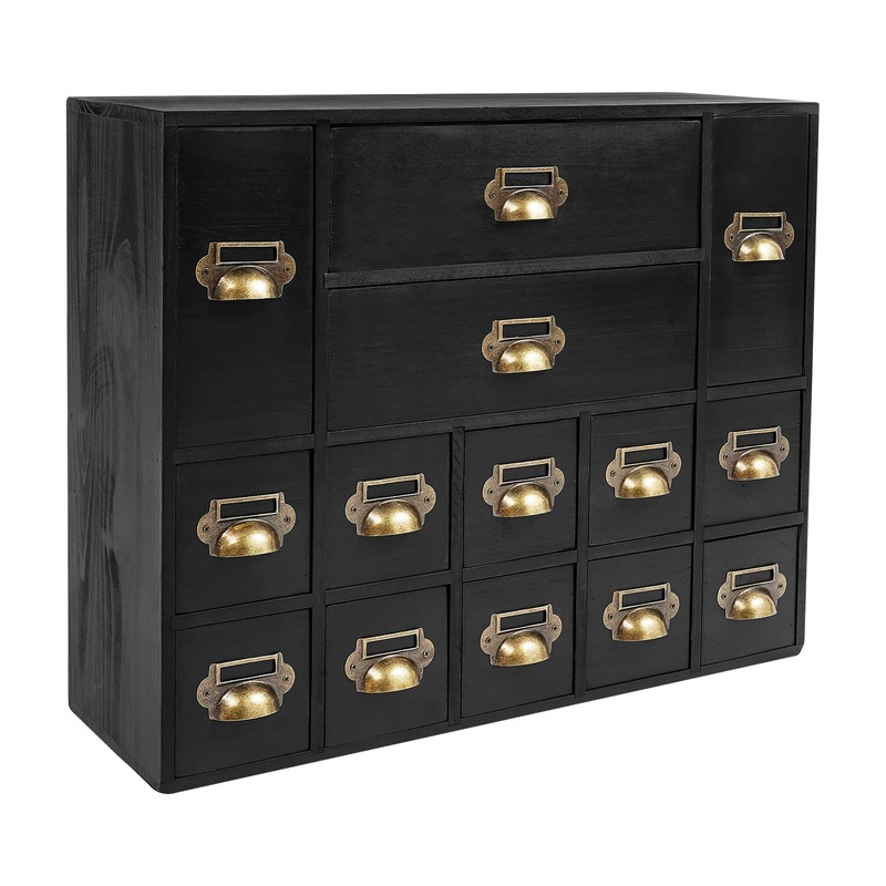 14 Drawers Apothecary Drawers Card Catalog Cabinet,Wooden Storage Box with