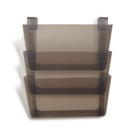 TRU RED 24380795 Unbreakable 3-Pocket Plastic Ltr Wall File Smoke
