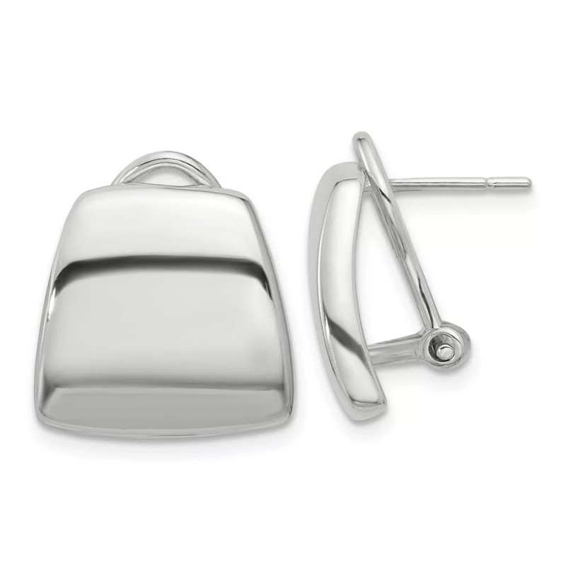 Unbranded 15.35mm Sterling Silver Polished Omega Back Earrings