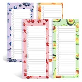 Koogel Magnetic Shopping List Pad For Fridge 4Pack Fruit Design Magnetic Notepad 200 Tear Off Sheets 21×9cm for Grocery To Do Locker Filing Cabinet