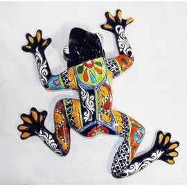 Talavera Medium Wall Frog - 15" W X 15.5" L (Blue Body)