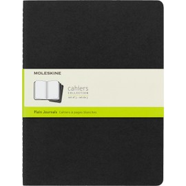 Moleskine Cahier Journal - Juego de 3 cuadernos con páginas blancas, tapa dura, formato extra grande, 19 x 25 cm, 120 páginas), color negro