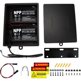 2025 New Upgraded Steel Battery Box with 2 Batteries Kit(12V 7AH Lead-Acid), for 12/24V Driveway Swing Gate Opener, Upgraded ABBT2 Battery Box Kit (Kit with 2 Batteries)