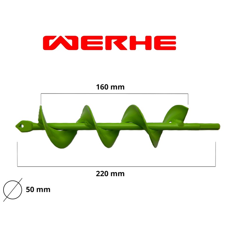 WERHE Soil auger for drill 50 mm Ø, 220 mm