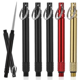 Giantree 6 PCS Portable Toothpicks, Metal Titanium Toothpicks, Reusable Toothpicks, Pocket Toothpicks with Keychain Dental Picks Tea Tree Toothpicks Fruit Toothpicks for Travel Picnic Camping