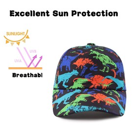 XIAOHAWANG Summer Baseball Cap for Boys Girls Adjustable Sports Cap Children with Dinosaur Embroidery Peaked Cap Children UV Protection 2–6 Years