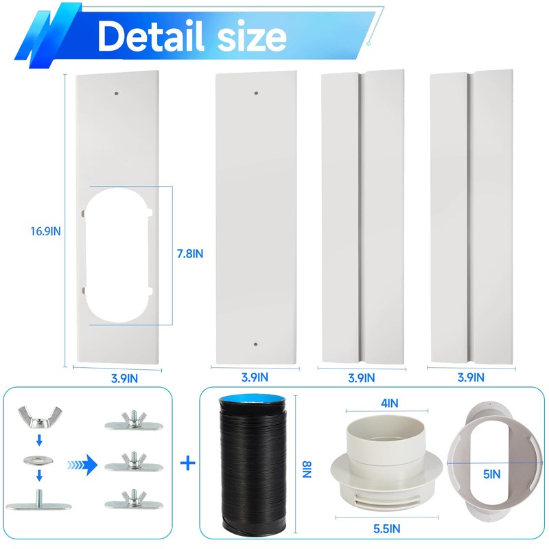 Window Vent Kit with 59" Length Hose, Adjustable Window Seal