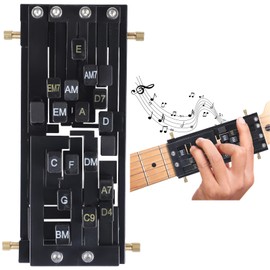 Guitar Chord Presser, Pocket Guitar Chord Practice Tool, Chord Helper for Beginners, Portable Chord Trainer for Acoustic Guitar, Easy Operation, Black ABS Body