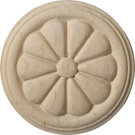 Ekena Millwork ROS02X02REAL Reese Round Rosette, 2 3/4"W x 2 3/4"H x 1/4"P, Alder