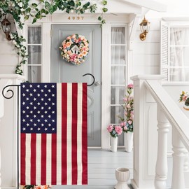 July of 4th Red Blue and White Flag 12x18 inch Double Sided Burlap Summer Home Holiday Outdoor Patio Decoration Flag GF1201