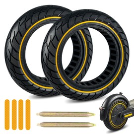KTUMININV 10x2.5 Inch Scooter Solid Tire for Segway Ninebot MAX G30/G30P/G30LP/G30D/G30E Gotrax G5/G6/G MAX Hiboy S2 MAX Electric Scooter Front or Rear Replacement 60/70-6.5 Rubber Tires Yellow 2 PCS