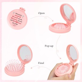 MystiCharm Nurses Week Appreciation Gifts for Women Christmas Stocking Fillers Thank You Valentines Birthday Easter Halloween Graduation Gift Travel Folding Hair Brush with Mirror for Nurse Vet Dental
