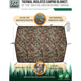 USGI Industries Military Woobie Blanket | Thermal Insulated Camping Blanket, Poncho Liner | Large, Portable, Insulation, Water-Resistant, for Hiking, Survival | Compression Carry Bag