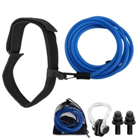 Schwimmgürtel Einstellbare Schwimmgürtel Pool Schwimmwiderstand Schwimmleine Durable für Schwimmingpools Widerstandstraining(Inklusive ohrstöpsel und nasenklammer)