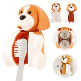Flipper Fun Animal Dog Toothbrush Cover – Kids Toothbrush Holder with Cover – Toothbrush Holders for Bathrooms - Suction Cup Toothbrush Holder