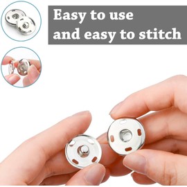 12pcs Snap Fastener Buttons Rust-Proof Metal Sew-On Press Studs for DIY Clothing, Jackets, Crafts & Fabric Projects – Silver Titch Button Kit for Sewing & Repair (Silver, 15mm)