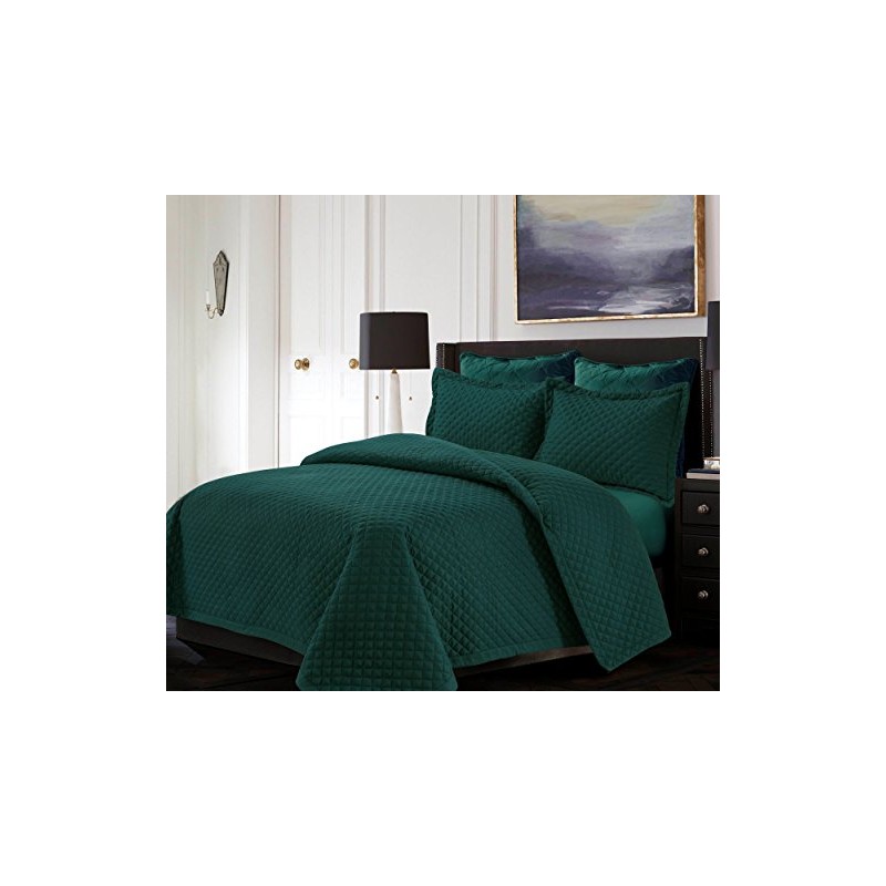 Tribeca Living Brisbane Queen Microfiber Quilt Set, Teal