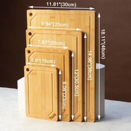 Tinarun 4-Piece Extra Large Bamboo Cutting Board Set – Heavy Duty, Pre-Oiled Chopping Boards with Juice Groove for Meat, Vegetables, Kitchen Prep