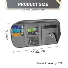 SLIMI 1 PC Pocket Visor Storage Pouch Bag with Double Zipper, Multi-function Sun Visor Organizer Mesh Bag, Interior Storage Pouch Holder Accessories, Universal for Most Cars, Trucks, SUVs (Gray)
