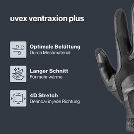 Uvex Ventraxion Plus Riding Gloves, Black, 7-8
