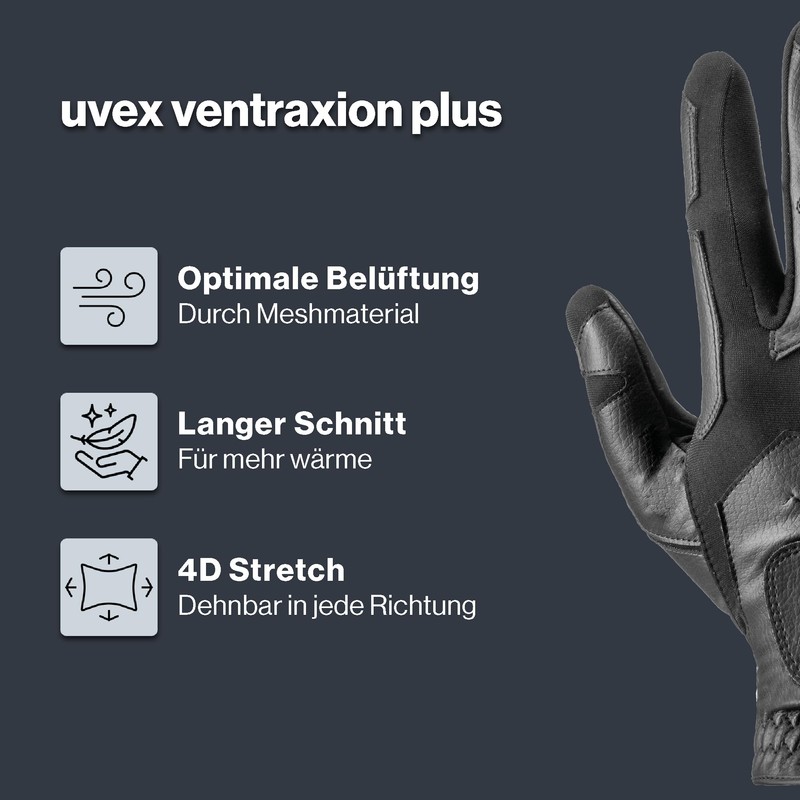 Uvex Ventraxion Plus Riding Gloves, Black, 7-8