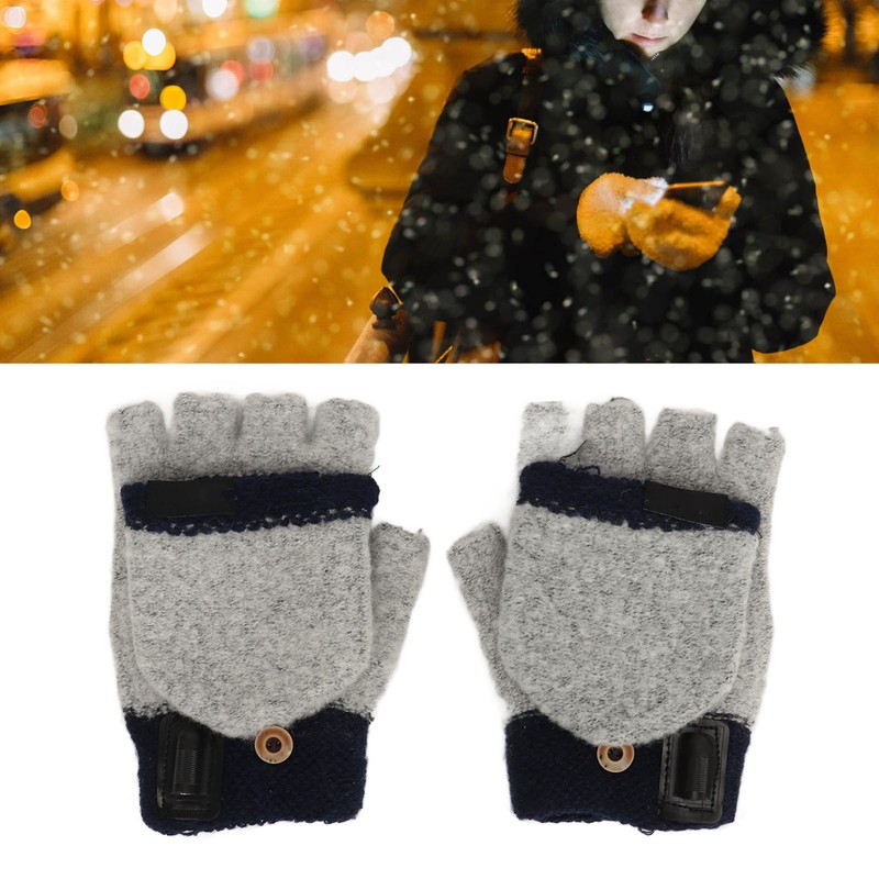 1Pair USB Heated Gloves Adjustable Temperature Electric Heated Gloves for