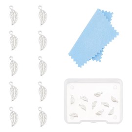 UNICRAFTALE 10Pcs 925 Sterling Silver Tree Leaf Charms Tibetan Silver Leaves Branch Pendants Metal Connector Charms for Earring Necklaces Bracelet Jewelry Making