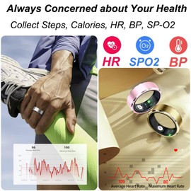 Smart Ring Fitness Tracker With Heart Rate Monitor, Sleep Tracker, TikTok Control, Blood Pressure Pedometer, Calories Step Counter - Waterproof Health Smart Ring for Women Men With Charging Case
