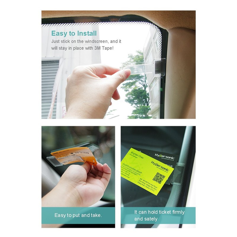 Hypersonic Car Windshield Parking Tickets Holder Transparent Auto Accessories Clip