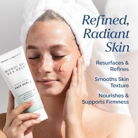 Vitamins and Sea Beauty Exfoliating Face Scrub Deep Cleansing Skin Antioxidant Renewing Monoi Oil and Sea Kelp - 5.1 Fl Oz