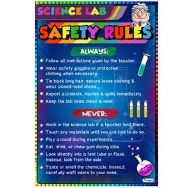 ADOGEO Science Lab Safety Rules Poster - Science Posters for Middle School, High School - Kids Science Lab Sign for Classroom Decorations - Teacher Supplies, Laboratory Classroom Decor 12x18